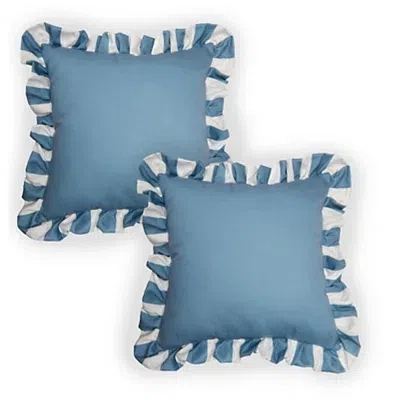Kirkland's Striped Ruffle Outdoor Pillows In Blue