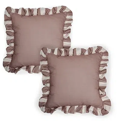 Kirkland's Striped Ruffle Outdoor Pillows In Brown