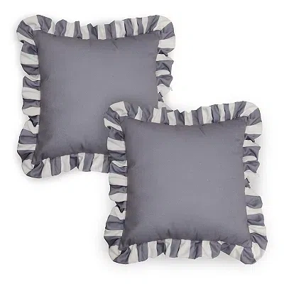 Kirkland's Striped Ruffle Outdoor Pillows In Gray
