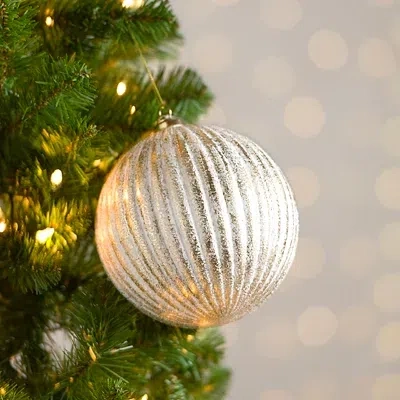 Kirkland's Striped Stucco Christmas Ornament In Multi