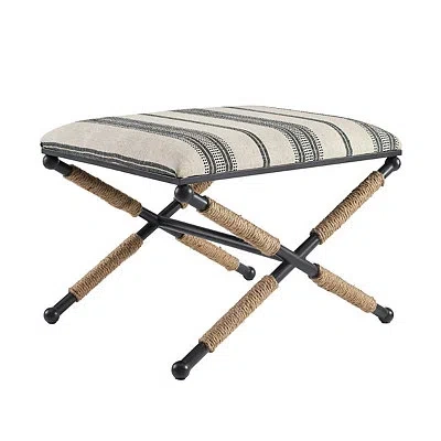 Kirkland's Striped Upholstered Ottoman In Multi