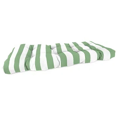 Kirkland's Stripes Tufted Canvas Outdoor Bench Cushion In White