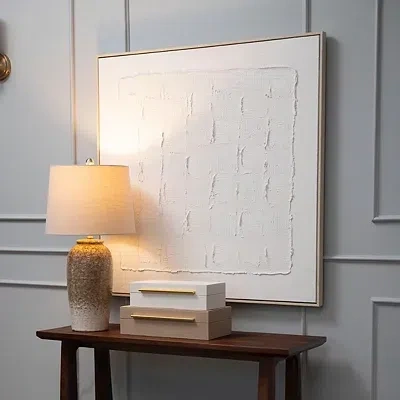 Kirkland's Stucco Checker Framed Canvas Art Print In White