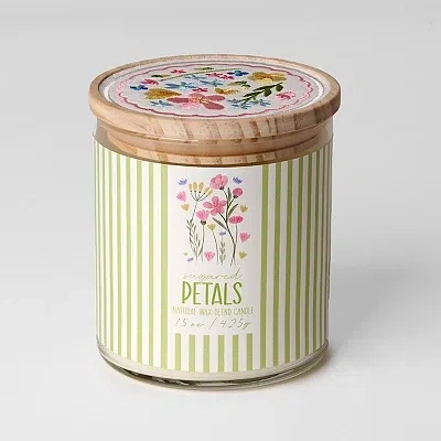 Kirkland's Sugared Petals Embroidered Blooms Jar Candle In Green