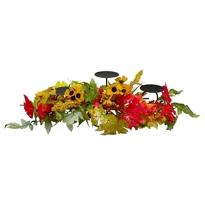 Kirkland's Sunflower And Leaves Candle Centerpiece In Multi