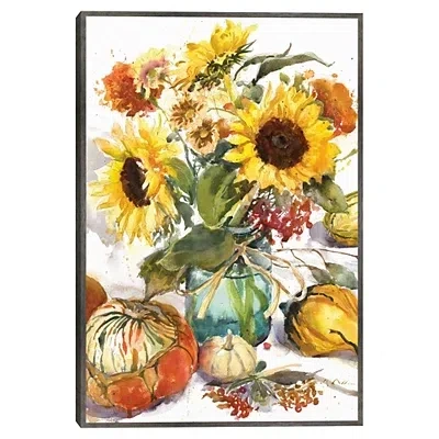 Kirkland's Sunflower Mason Jar Framed Canvas Art Print In Multi