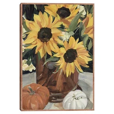 Kirkland's Sunflower Vase And Pumpkins Framed Canvas Print In Multi
