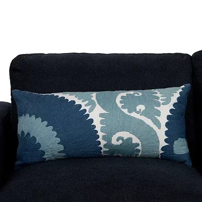 Kirkland's Suzani Embroidered Lumbar Pillow In Blue
