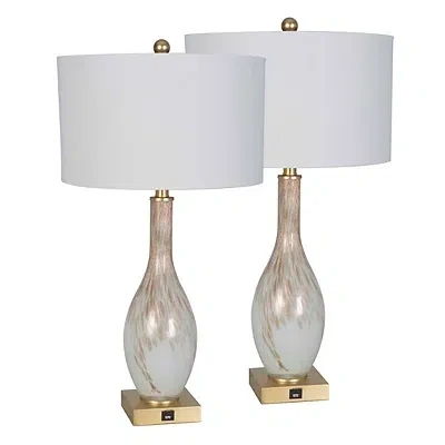 Kirkland's Swirl Glass Table Lamps In White