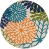 Kirkland's Tangerine Floral Burst Round Outdoor Area Rug In Multi