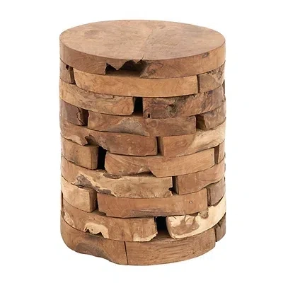 Kirkland's Teak Wood Stacked Round Accent Table In Brown