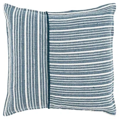 Kirkland's Teal And Ivory Directional Stripes Pillow In Blue
