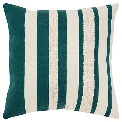 Kirkland's Teal And Ivory Ozzy Striped Pillow In Multi