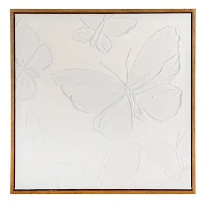 Kirkland's Textured Butterfly Framed Canvas Art Print In White