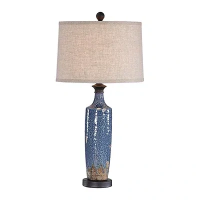 Kirkland's Textured Ceramic Table Lamp In Blue
