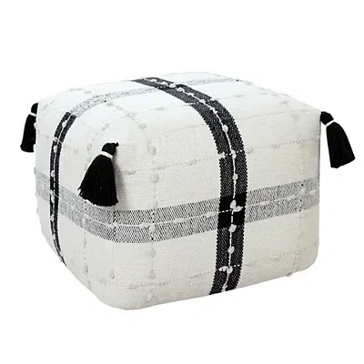 Kirkland's Textured Plaid Pouf In White