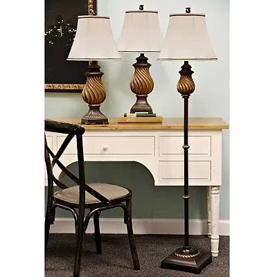 Kirkland's Toffee Twist Floor And Table Lamps In Multi