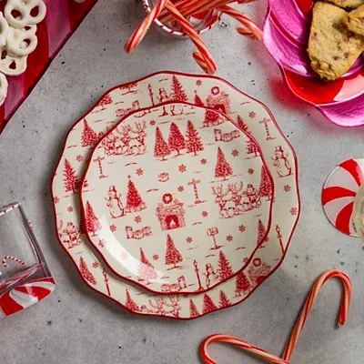 Kirkland's Toile Christmas Salad Plate In Multi