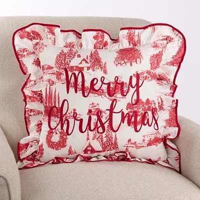 Kirkland's Toile Merry Christmas Pillow In Multi
