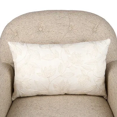 Kirkland's Tonal Ivey Lumbar Pillow In White