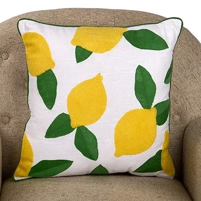 Kirkland's Tossed Embroidered Lemon Pillow In Multi