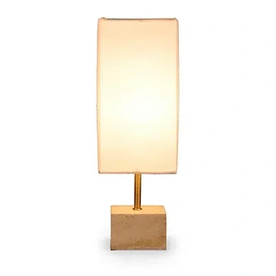 Kirkland's Travertine Square Table Lamp In White