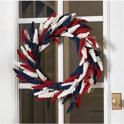 Kirkland's Tricolor Heather Patriotic Wreath In Multi