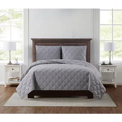 Kirkland's Truly Soft Gray 3d Puff 3 Piece Full/queen Quilt Set
