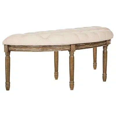 Kirkland's Tufted Linen Abi Semicircle Bench In Brown