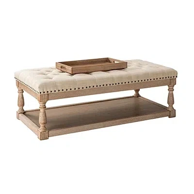 Kirkland's Tufted Rectangle Wood Ottoman In Brown