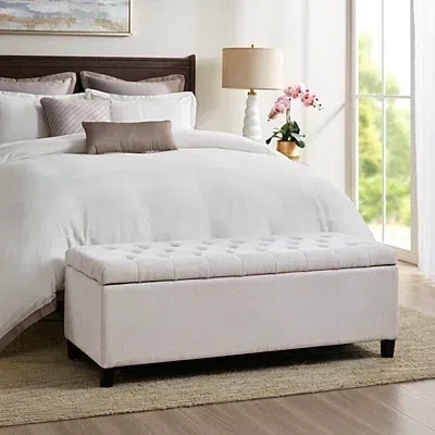 Kirkland's Tufted Shandra Storage Bench In White