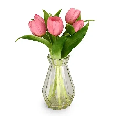 Kirkland's Tulip Glass Vase Arrangement In Pink