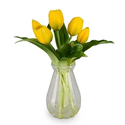 Kirkland's Tulip Glass Vase Arrangement In Yellow
