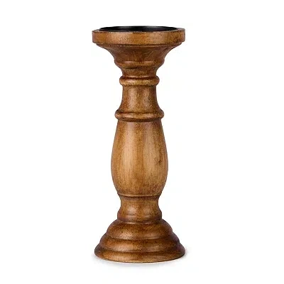 Kirkland's Turned Wood Pillar Candle Holder In Brown