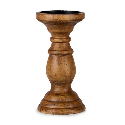 Kirkland's Turned Wood Pillar Candle Holder In Brown
