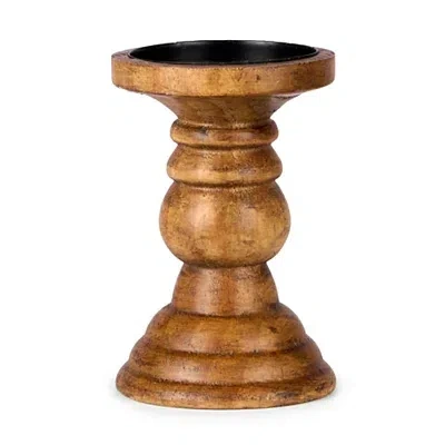 Kirkland's Turned Wood Pillar Candle Holder In Brown