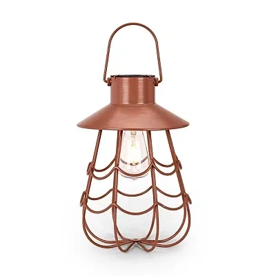Kirkland's Tuscan Sun Metal Cage Solar Lantern In Orange