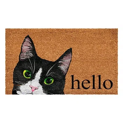 Kirkland's Tuxedo Cat Hello Doormat In Multi