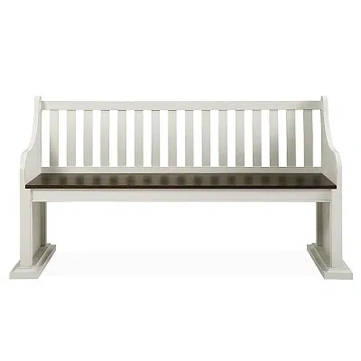 Kirkland's Two-tone Dark Oak And Ivory High Back Wooden Bench In White