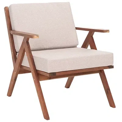 Kirkland's Upholstered Acacia Wood Outdoor Chair In Brown