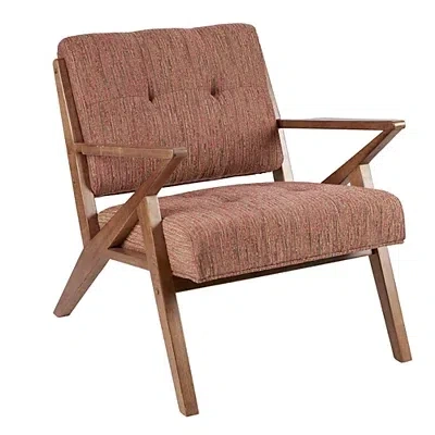 Kirkland's Upholstered Angled Wood Frame Armchair In Brown