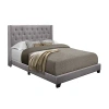 Kirkland's Upholstered Button Tufted Wing King Bed In Gray
