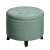 Kirkland's Upholstered Eliza Round Storage Ottoman In Green