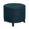 Kirkland's Upholstered Eliza Round Storage Ottoman In Blue
