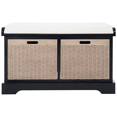 Kirkland's Upholstered Lanie 2-drawer Storage Bench In Black