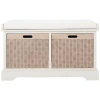 Kirkland's Upholstered Lanie 2-drawer Storage Bench In White