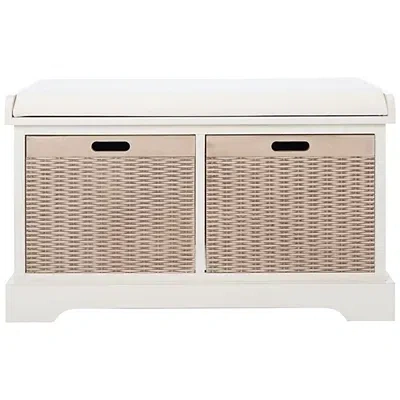 Kirkland's Upholstered Lanie 2-drawer Storage Bench In White