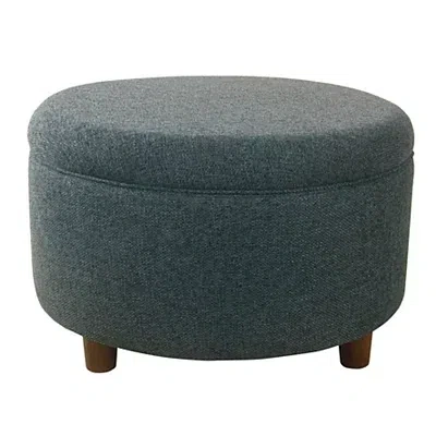 Kirkland's Upholstered Round Storage Ottoman In Green