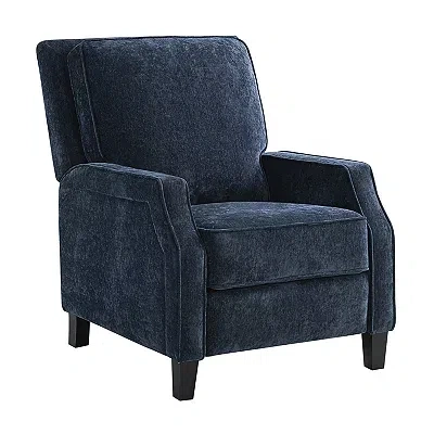 Kirkland's Upholstered Serra Push Back Recliner In Blue