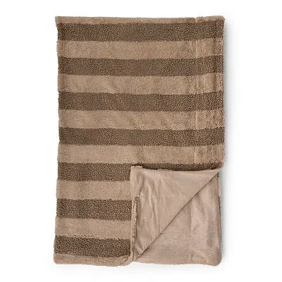 Kirkland's Vanya Boucle Faux Fur Stripe Throw In Brown